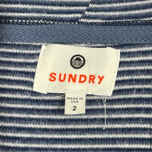 Sundry Brushed Knit Cocoon Cardigan in Blue & White Stripes - Picture 4 of 5